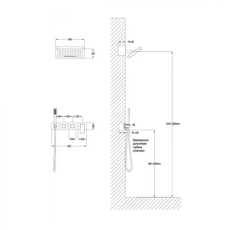 Душевая система скрытого монтажа Grocenberg GB5030, матовое золото
