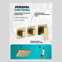 Душевая система скрытого монтажа Grocenberg GB5030, матовое золото