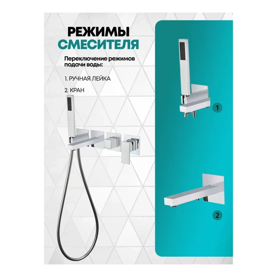 Смеситель для ванны скрытого монтажа Grocenberg GB5060, хром