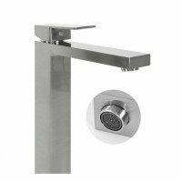 Смеситель для раковины высокий Hansberge H2070, никель