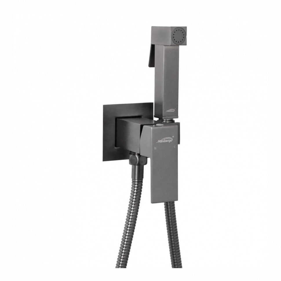 Смеситель встраиваемый с гигиеническим душем Hansberge H3077, графит