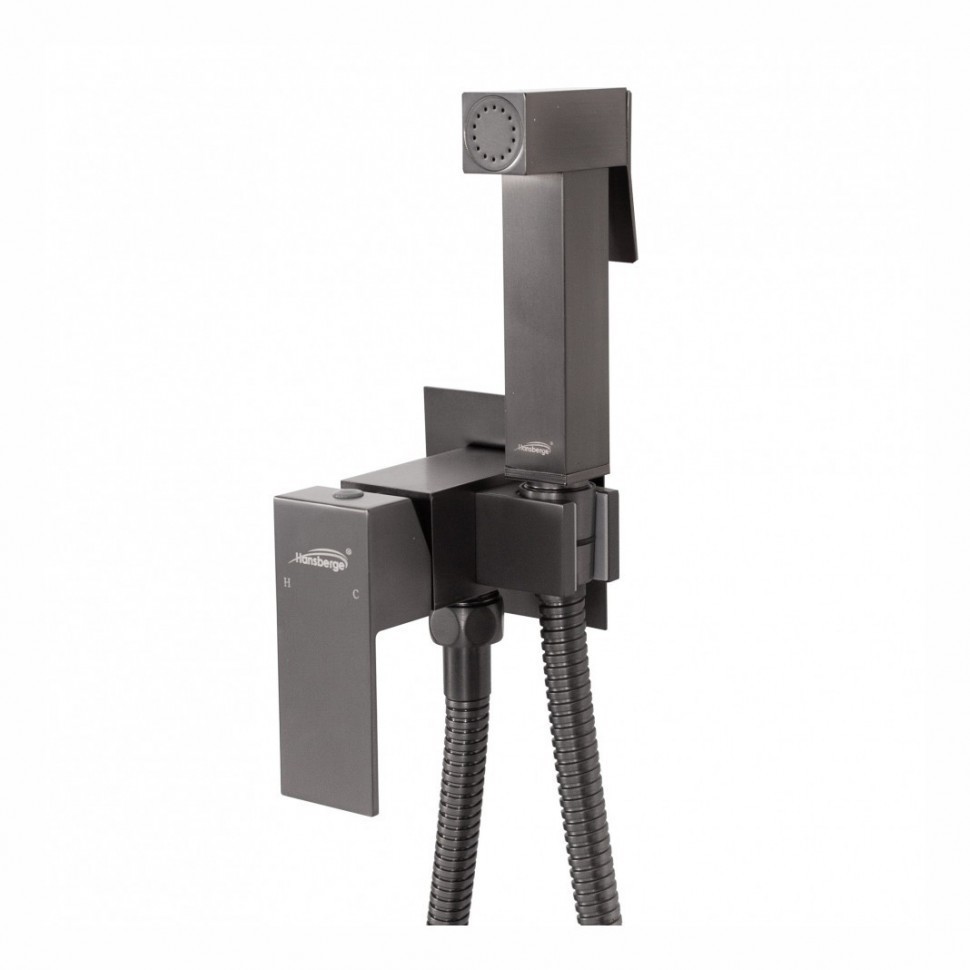 Смеситель встраиваемый с гигиеническим душем Hansberge H3077, графит