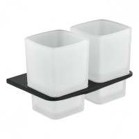 Настенный стакан двойной Grocenberg AC0056, черный матовый