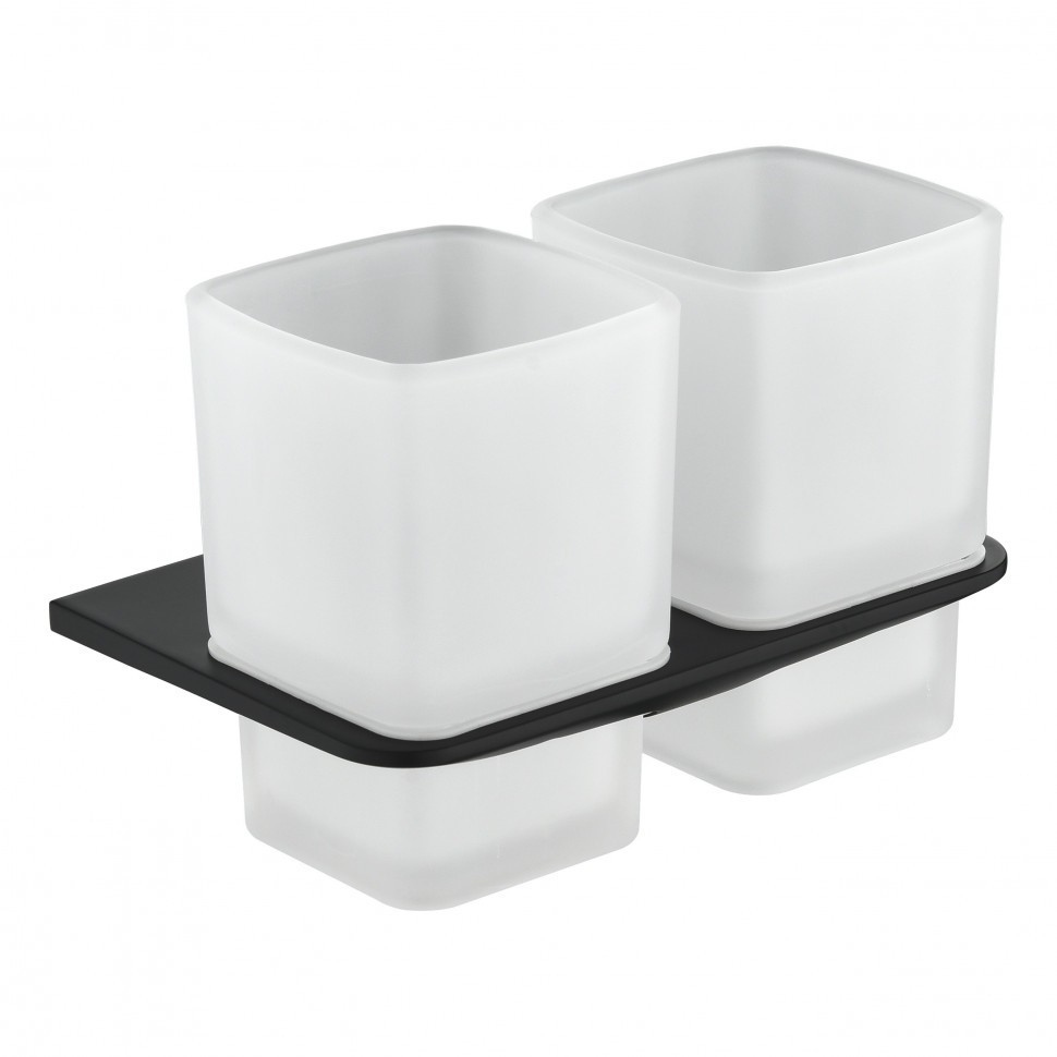 Настенный стакан двойной Grocenberg AC0056, черный матовый