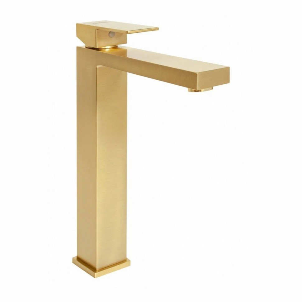 Смеситель для раковины высокий Hansberge H2070, матовое золото