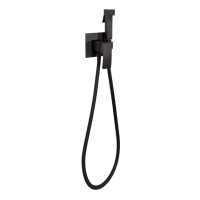 Смеситель встраиваемый с гигиеническим душем Hansberge H3077, черный матовый