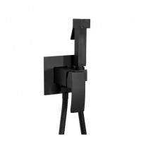 Смеситель встраиваемый с гигиеническим душем Hansberge H3077, черный матовый