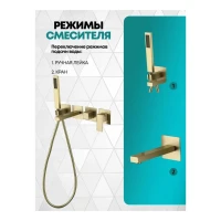 Смеситель для ванны скрытого монтажа Grocenberg GB5060, матовое золото