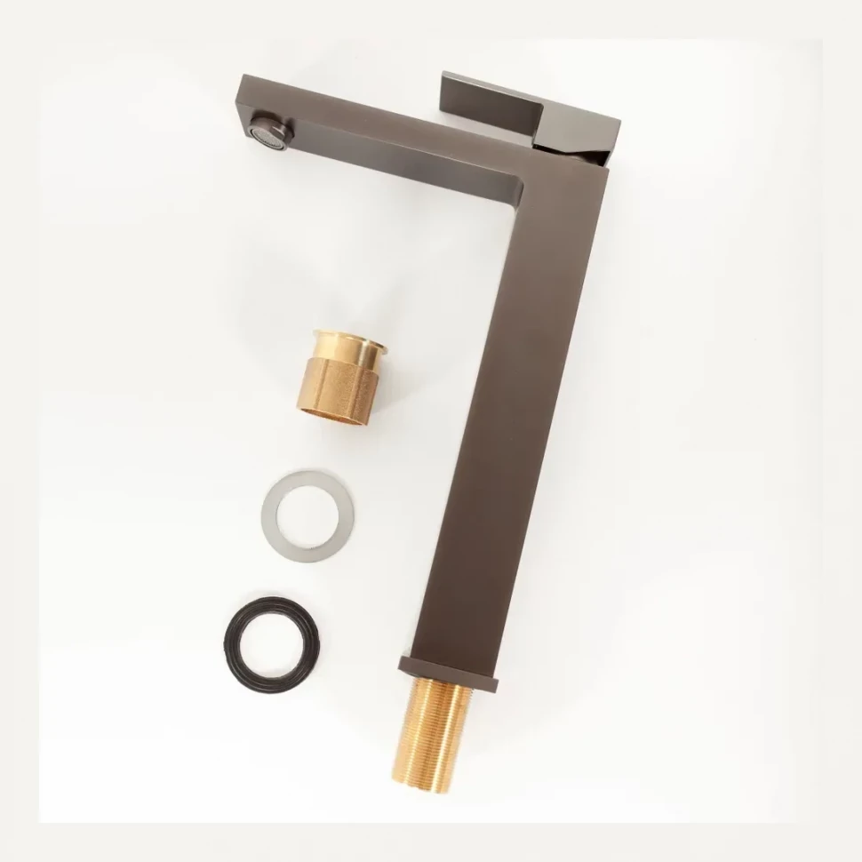 Смеситель для раковины высокий Hansberge H2070, графит