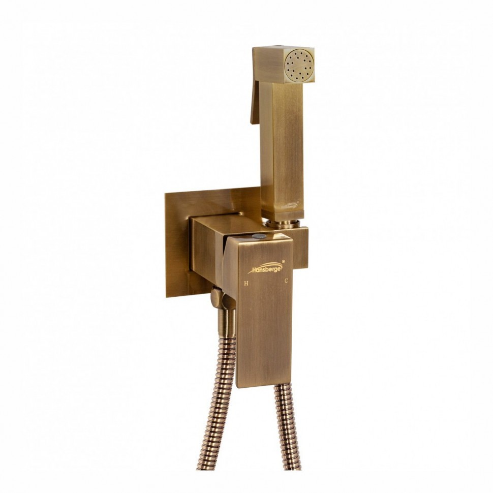 Смеситель встраиваемый с гигиеническим душем Hansberge H3077, бронза
