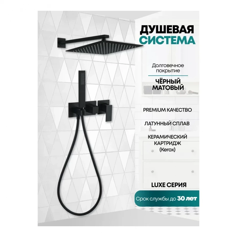 Душевая система скрытого монтажа Grocenberg GB5080, черный матовый
