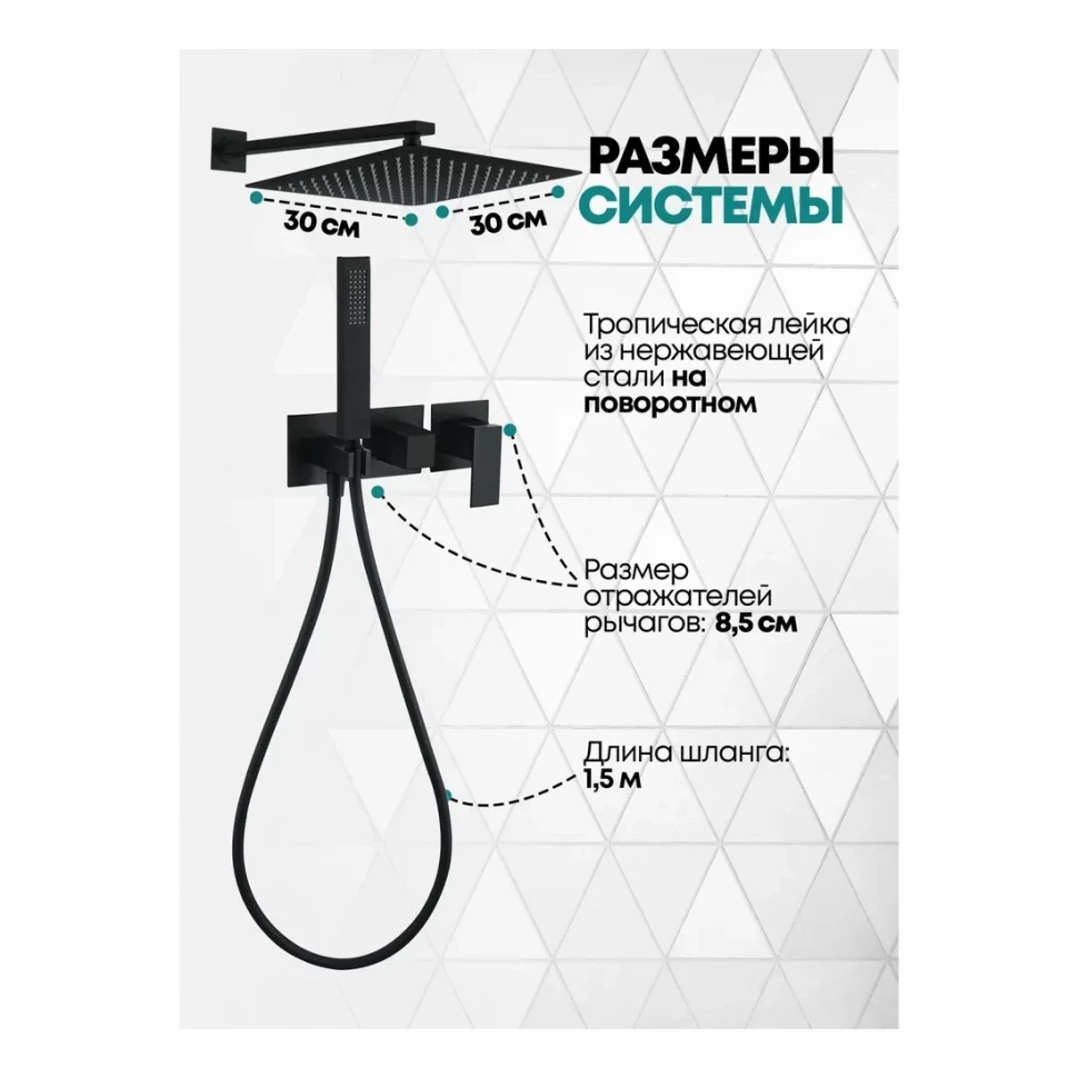 Душевая система скрытого монтажа Grocenberg GB5080, черный матовый