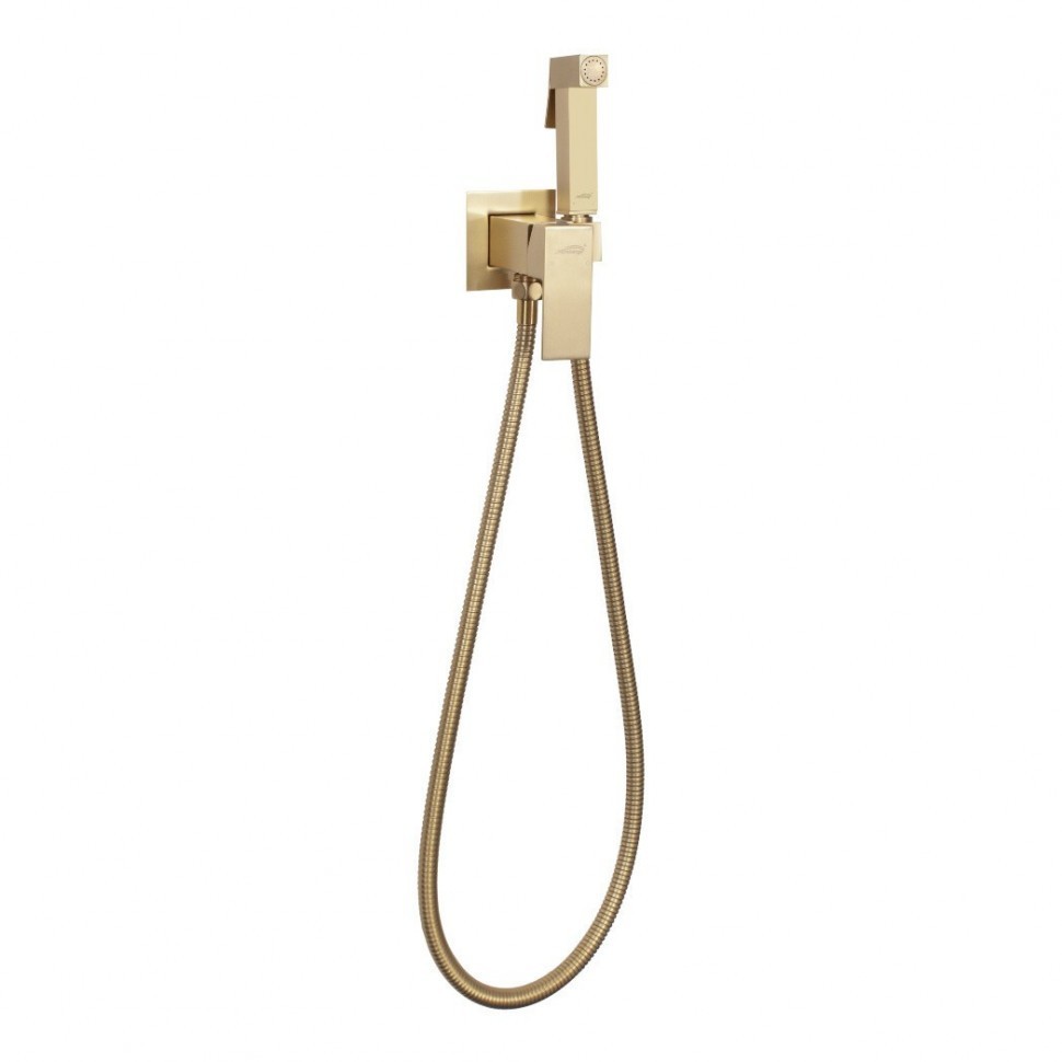 Смеситель встраиваемый с гигиеническим душем Hansberge H3077, матовое золото