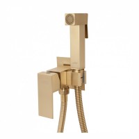 Смеситель встраиваемый с гигиеническим душем Hansberge H3077, матовое золото
