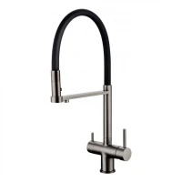 Смеситель для кухни Grocenberg GB4095 с гибким изливом, графит