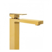 Смеситель для раковины высокий Hansberge H2070, золото глянец