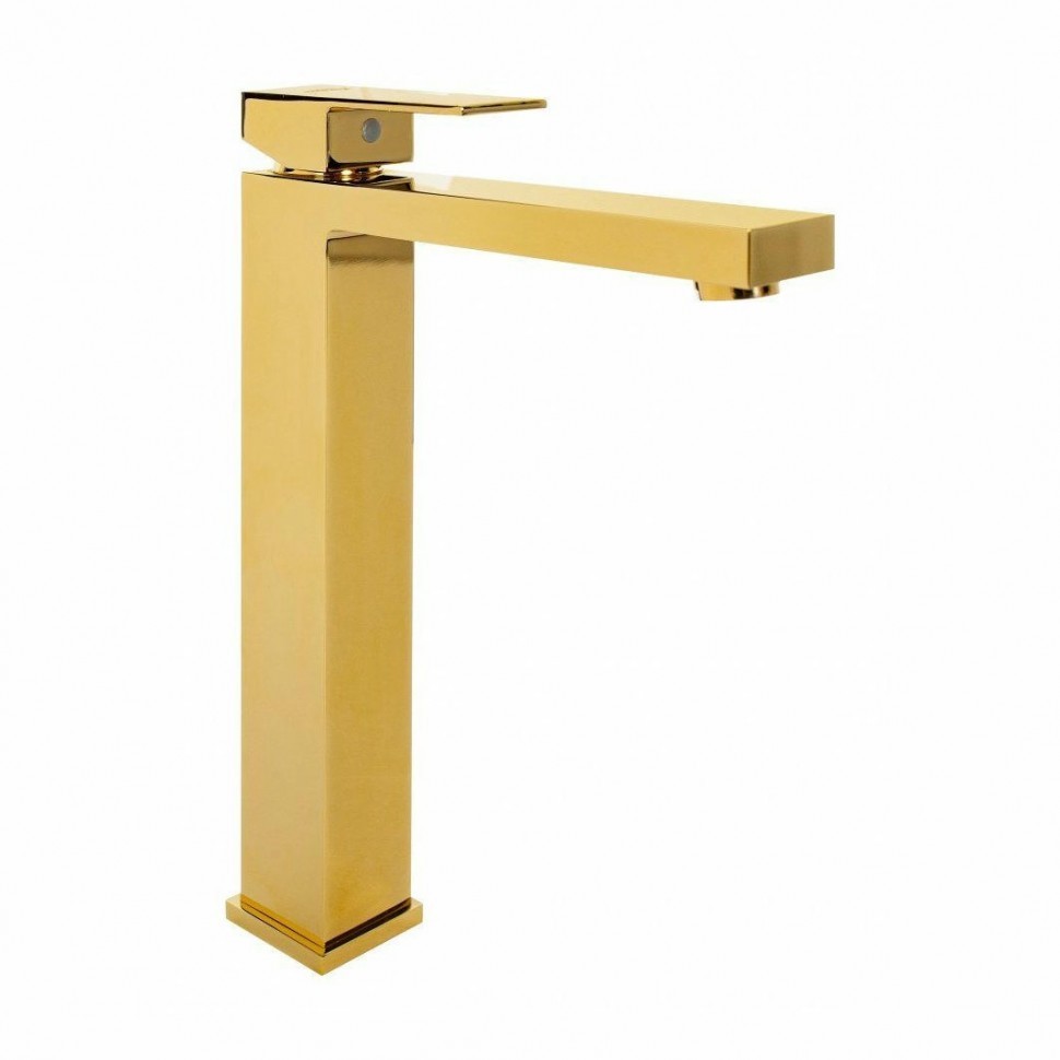 Смеситель для раковины высокий Hansberge H2070, золото глянец