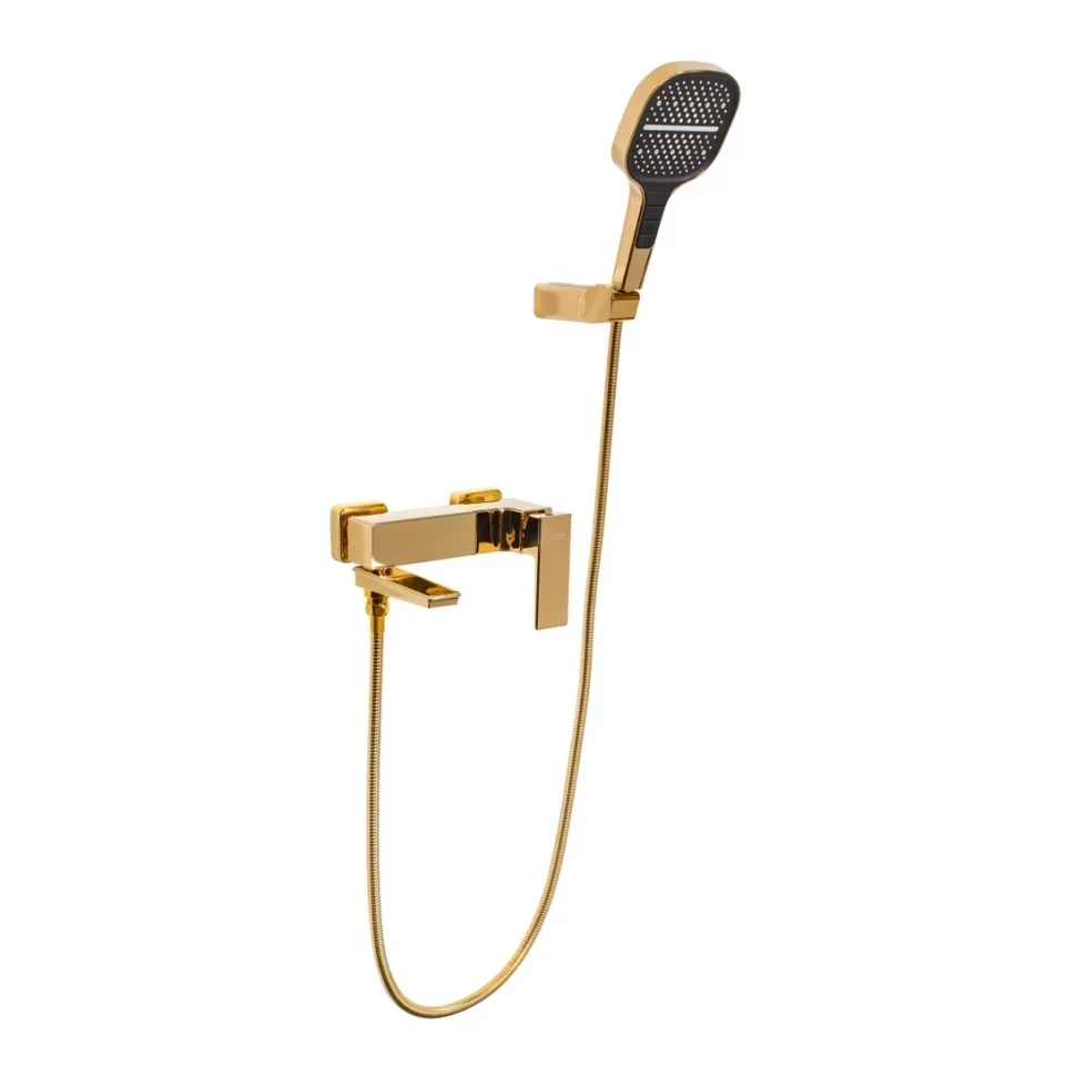 Смеситель для ванны с ручным душем Hansberge H4070, золото глянец