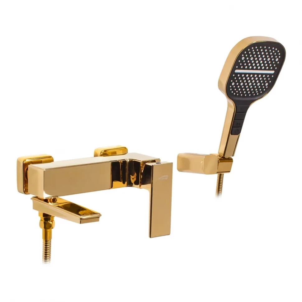 Смеситель для ванны с ручным душем Hansberge H4070, золото глянец