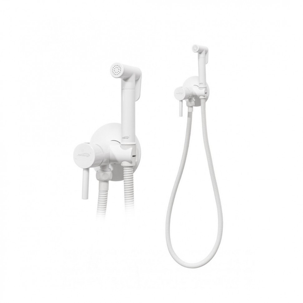 Смеситель встраиваемый с гигиеническим душем Hansberge H3099, белый