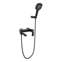 Смеситель для ванны с ручным душем Hansberge H4077, черный матовый