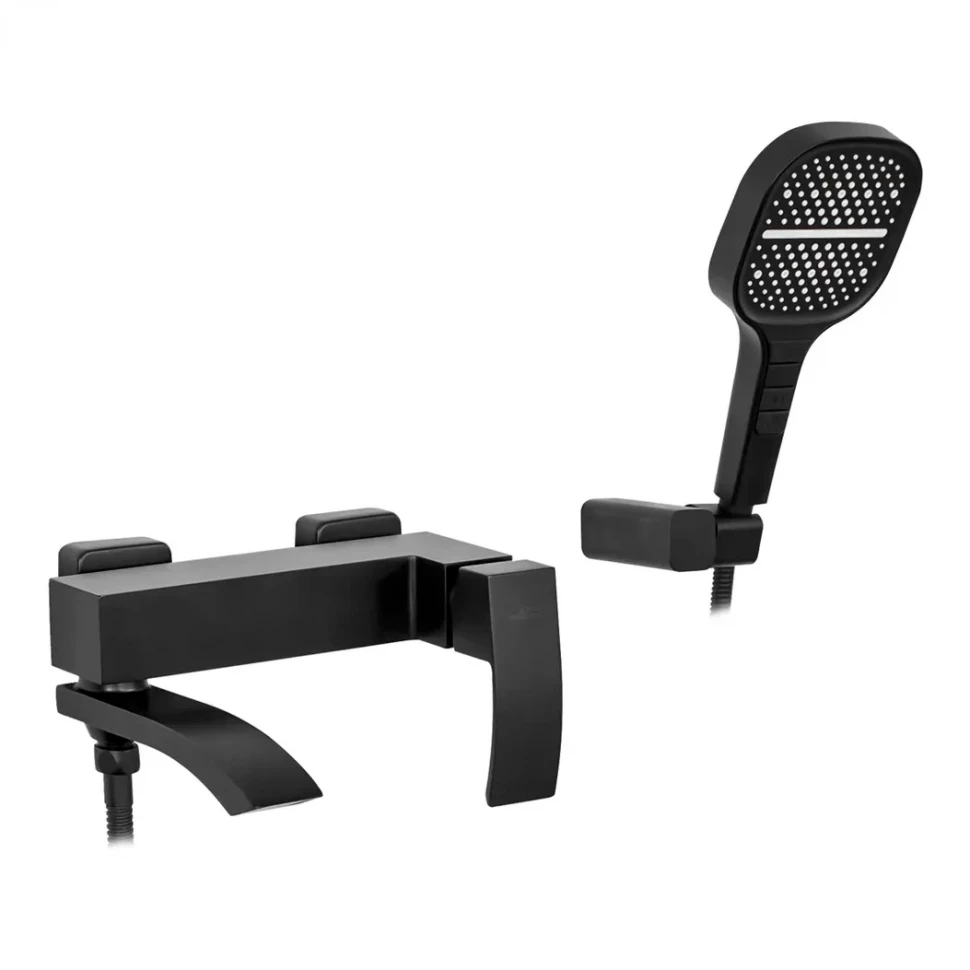 Смеситель для ванны с ручным душем Hansberge H4077, черный матовый