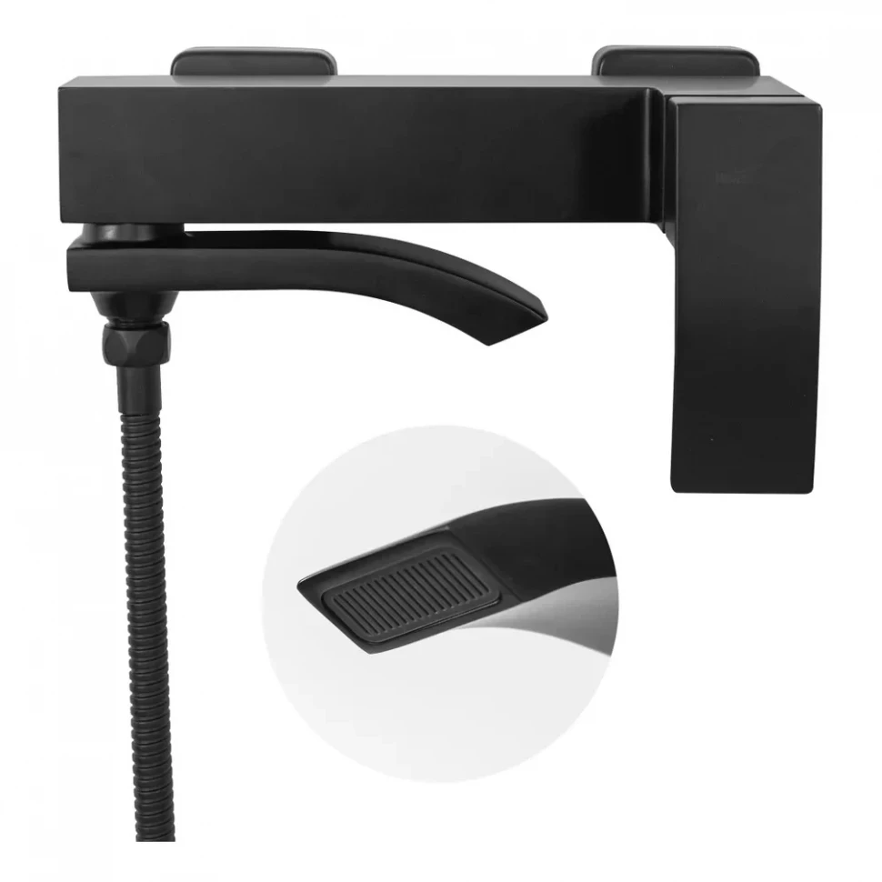 Смеситель для ванны с ручным душем Hansberge H4077, черный матовый