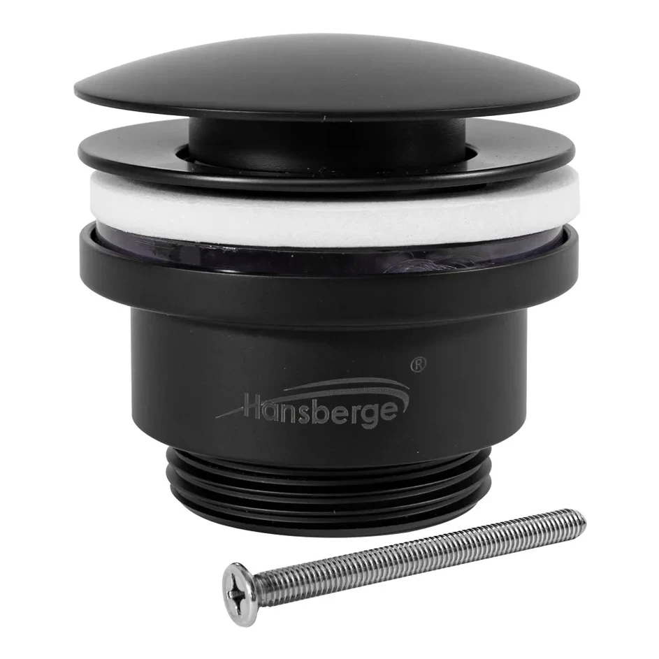Донный клапан для раковины Hansberge H107, черный матовый