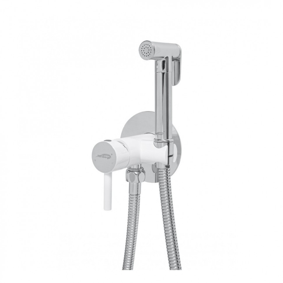 Смеситель встраиваемый с гигиеническим душем Hansberge H3099, белый/хром