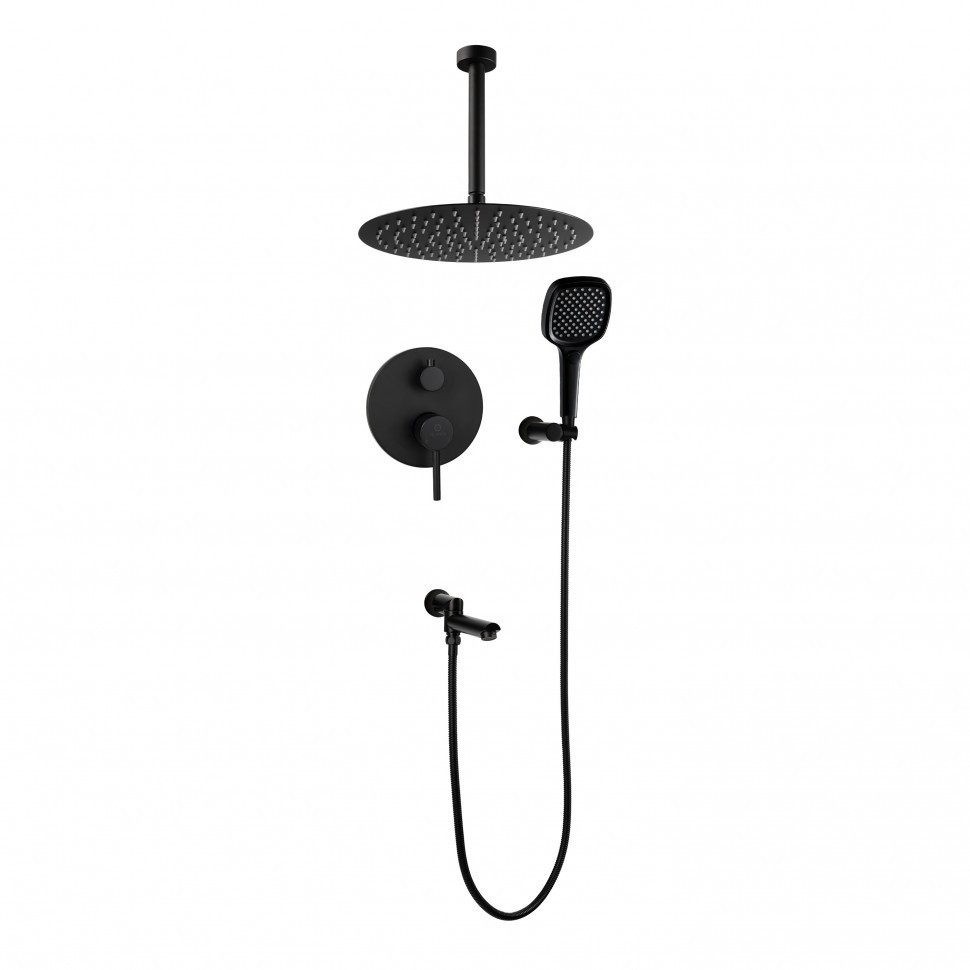 Душевая система скрытого монтажа FILARETE Roun FL1027, черный матовый
