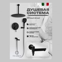 Душевая система скрытого монтажа FILARETE Roun FL1027, черный матовый