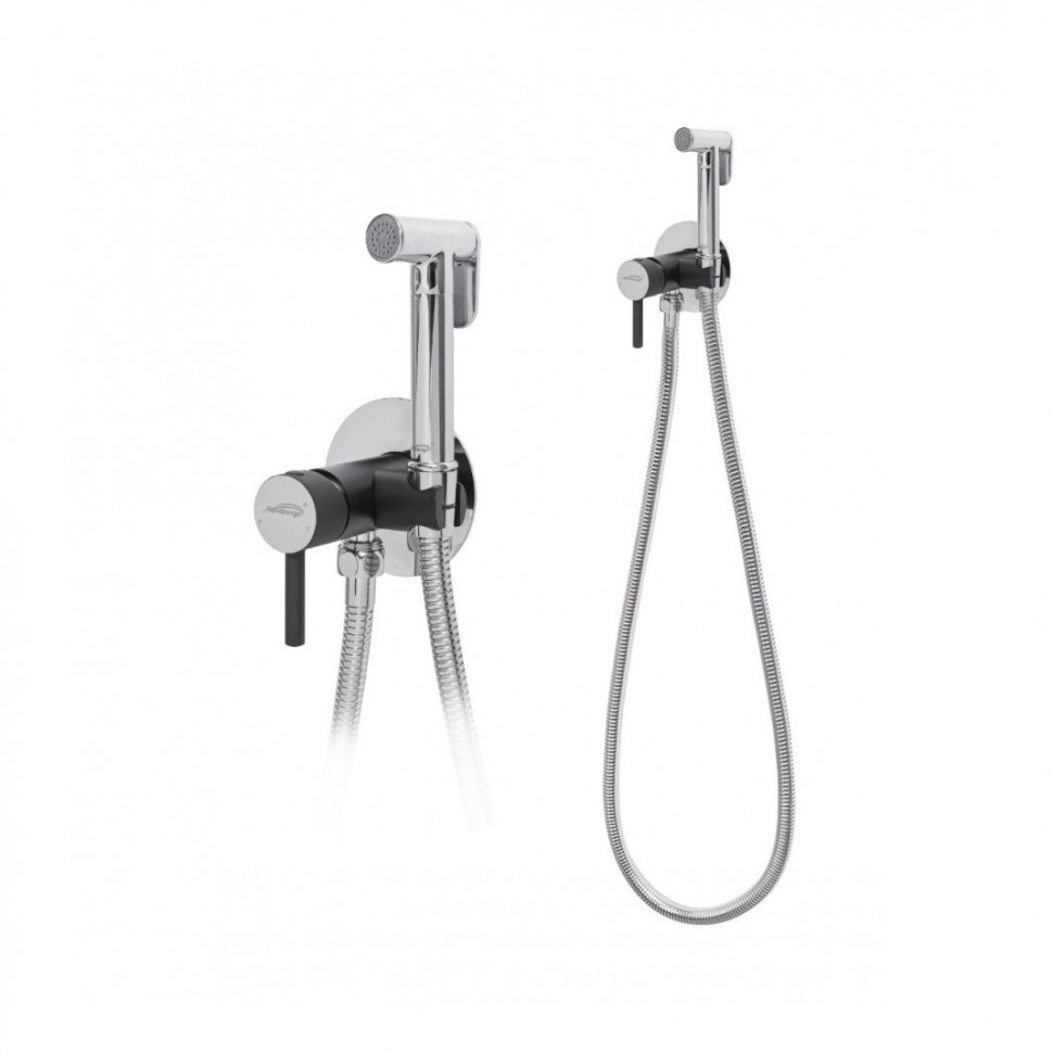 Смеситель встраиваемый с гигиеническим душем Hansberge H3099, черный хром