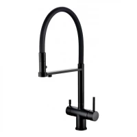 Смеситель для кухни Grocenberg GB4095 с гибким изливом, черный матовый