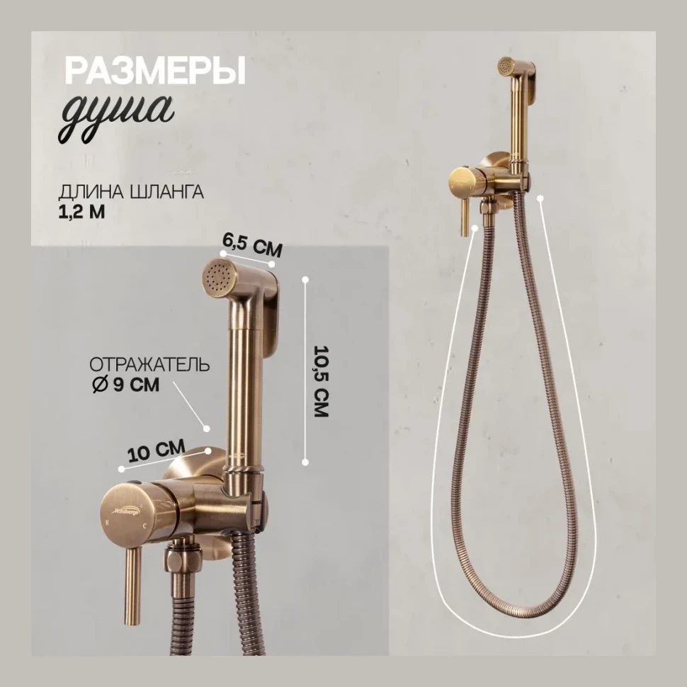 Смеситель встраиваемый с гигиеническим душем Hansberge H3099, бронза