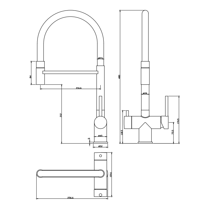 Смеситель для кухни Grocenberg GB4099 с гибким изливом, графит