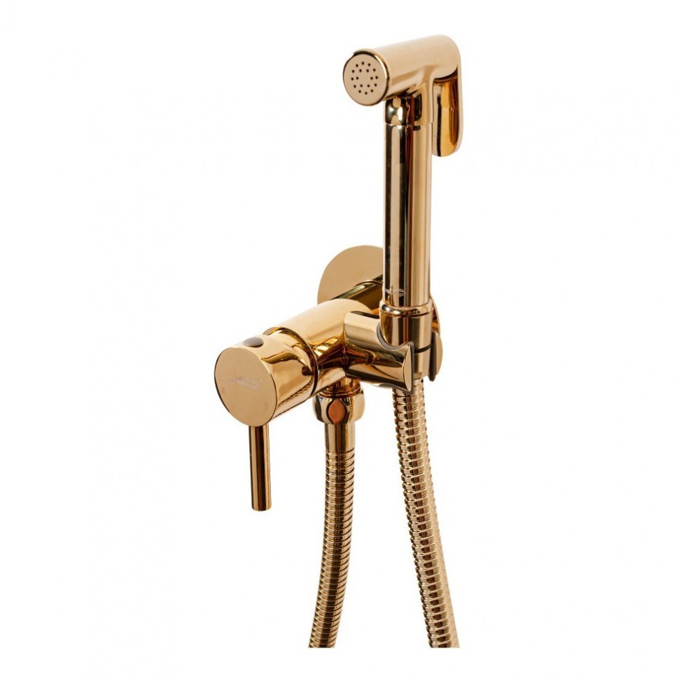 Смеситель встраиваемый с гигиеническим душем Hansberge H3099, золото глянец