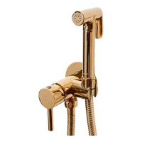 Смеситель встраиваемый с гигиеническим душем Hansberge H3099, золото глянец