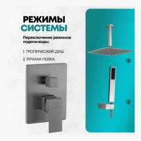 Душевая система скрытого монтажа Grocenberg GB5089BG-4, графит