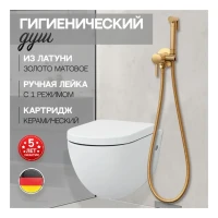 Смеситель встраиваемый с гигиеническим душем Hansberge H3099, матовое золото