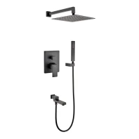 Душевая система скрытого монтажа Grocenberg GB5089BL-1, черный матовый