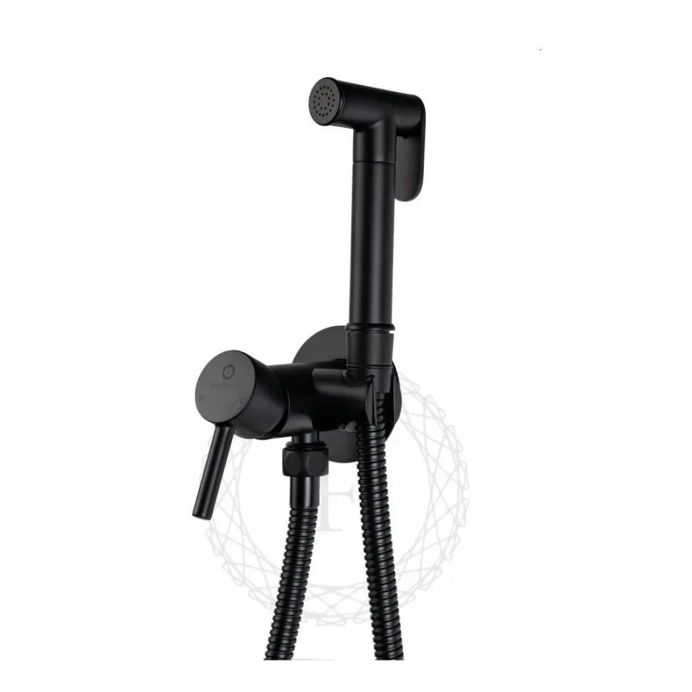 Смеситель встраиваемый с гигиеническим душем FILARETE Roun FL100, черный матовый