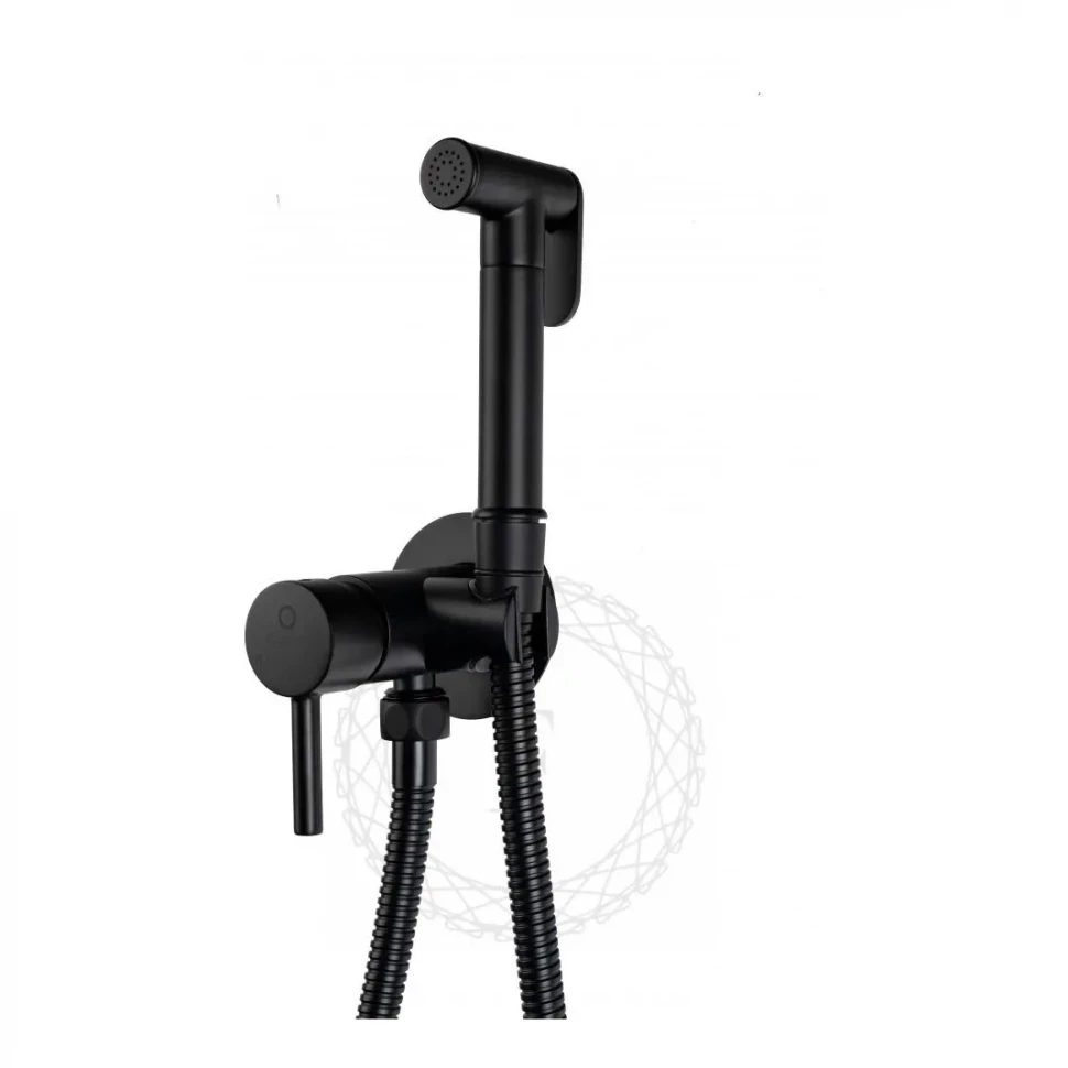 Смеситель встраиваемый с гигиеническим душем FILARETE Roun FL100, черный матовый