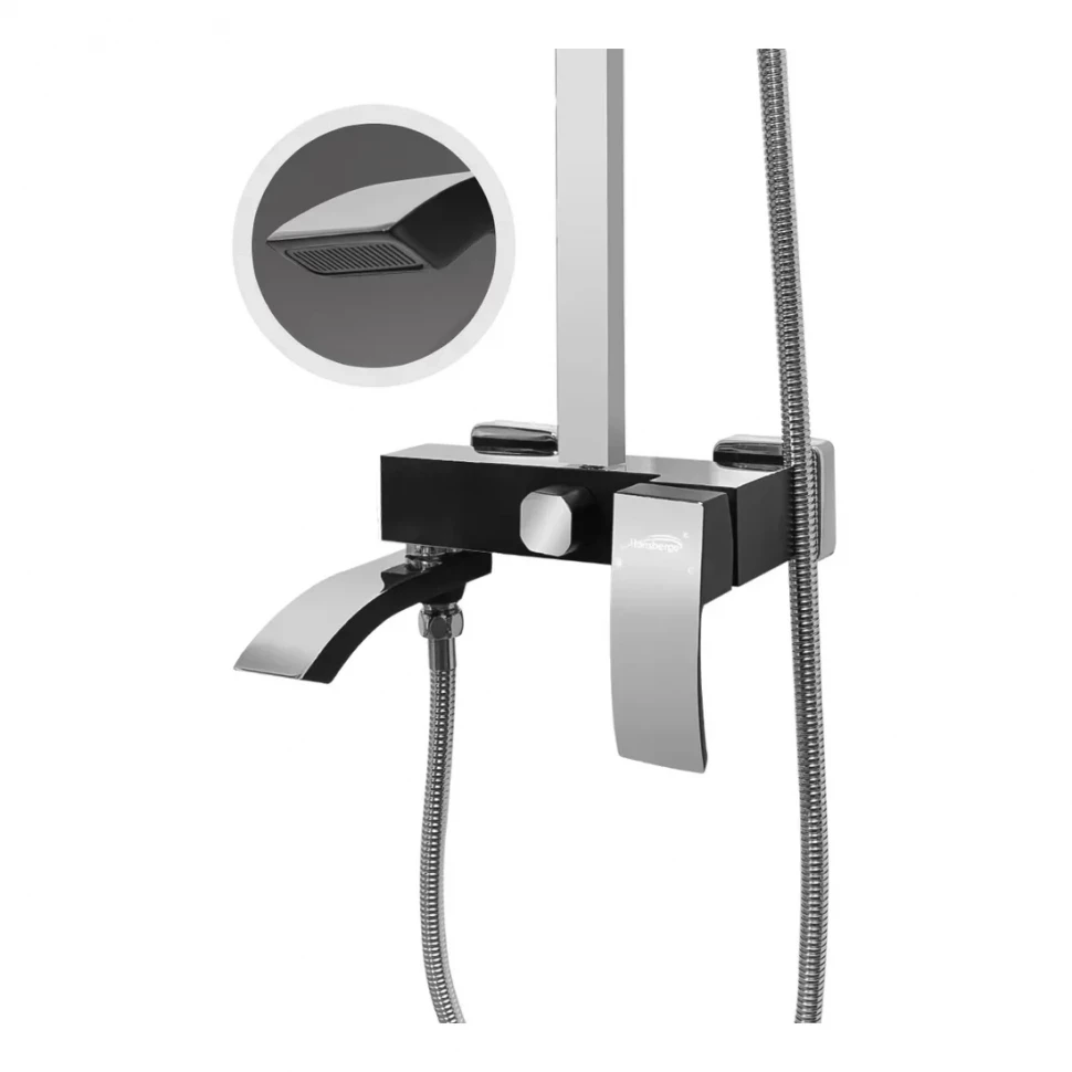 Душевая система Hansberge H5077, черный хром