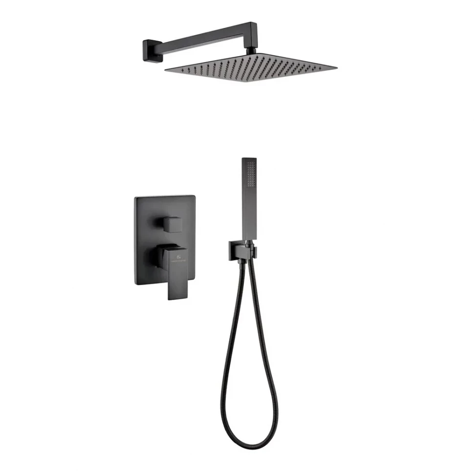 Душевая система скрытого монтажа Grocenberg GB5089BL-3, черный матовый