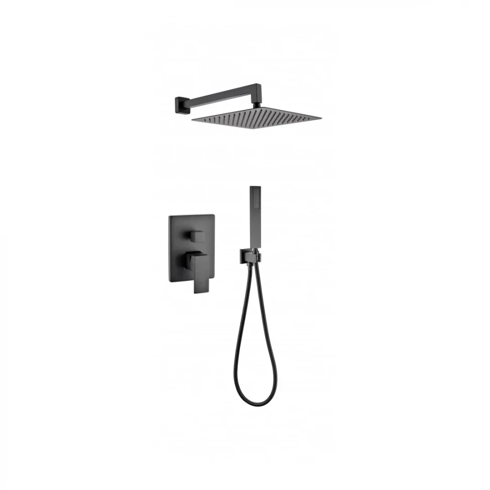 Душевая система скрытого монтажа Grocenberg GB5089BL-3, черный матовый