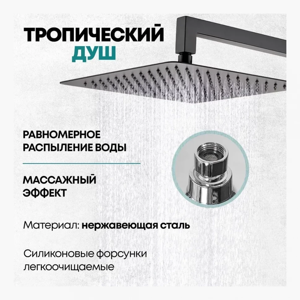 Душевая система скрытого монтажа Grocenberg GB5089BL-3, черный матовый