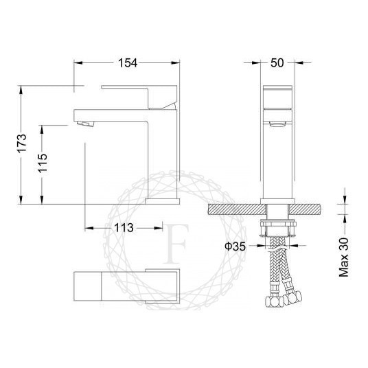 Смеситель для раковины FILARETE Fing FL5040, никель