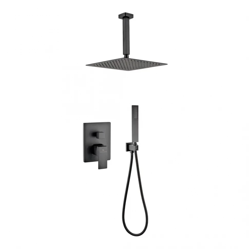 Душевая система скрытого монтажа Grocenberg GB5089BL-4, черный матовый