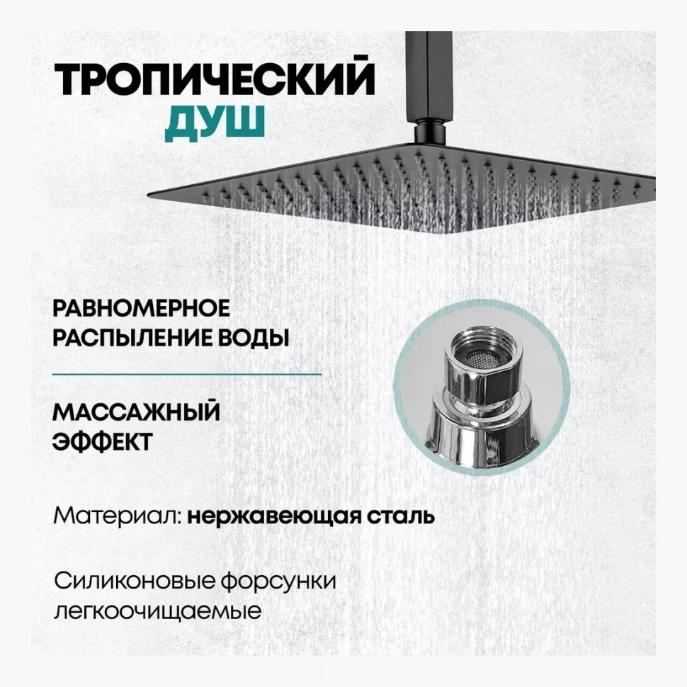 Душевая система скрытого монтажа Grocenberg GB5089BL-4, черный матовый