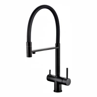 Смеситель для кухни Grocenberg GB4099 с гибким изливом, черный матовый